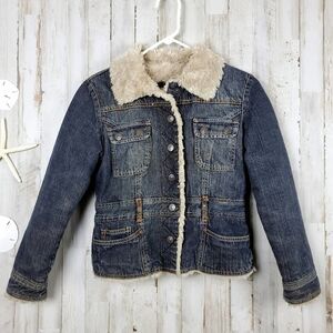 Arizona Jeans Fur Lined Denim Jacket Medium 10-12